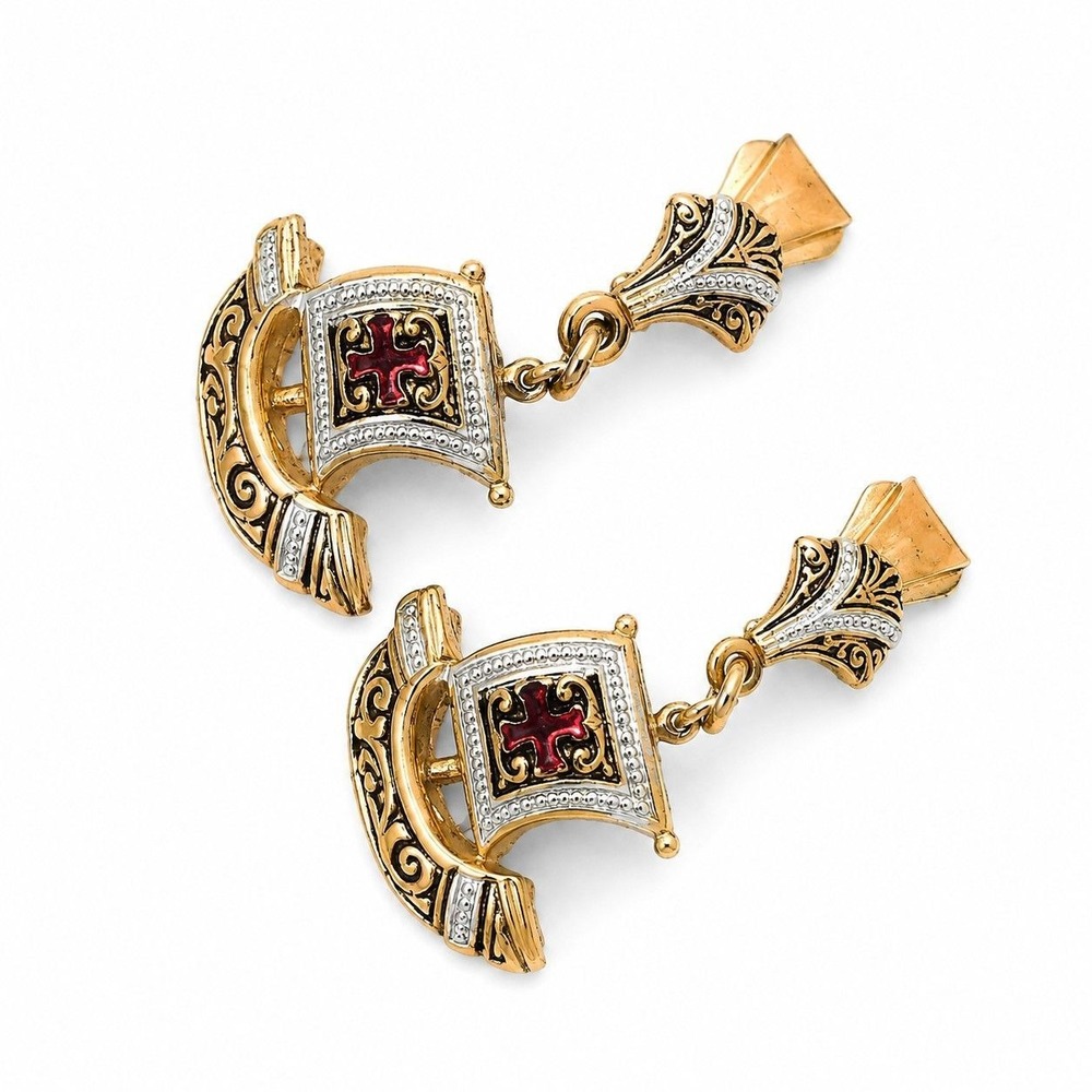 ⚜️15. Rare Damascene Pirate Ship Earrings